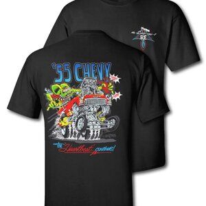 Rat Fink 55 Chevy Gildan Tee Vintage Graphic Car T-Shirt Cotton